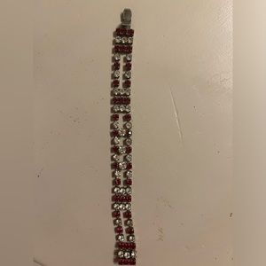 *Vintage 70’s Ruby red and clear rhinestone bracelet!